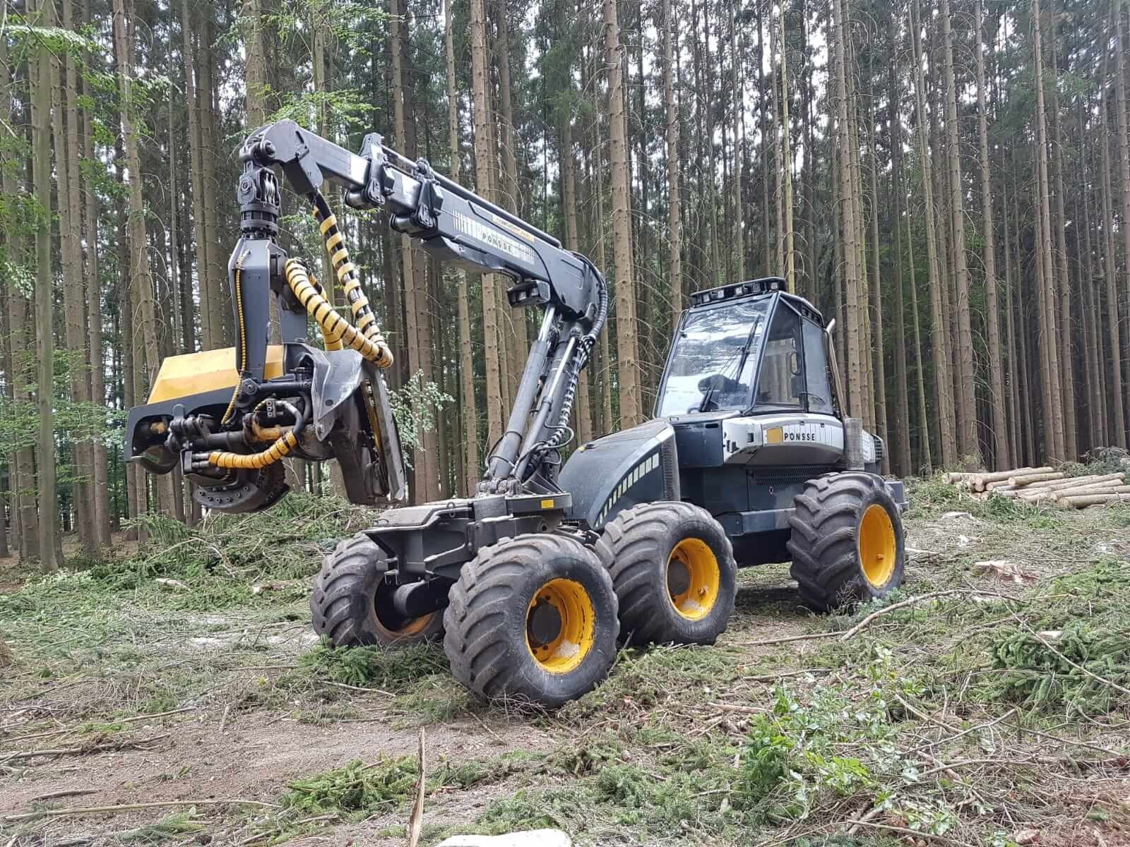Harvester im Wald.
