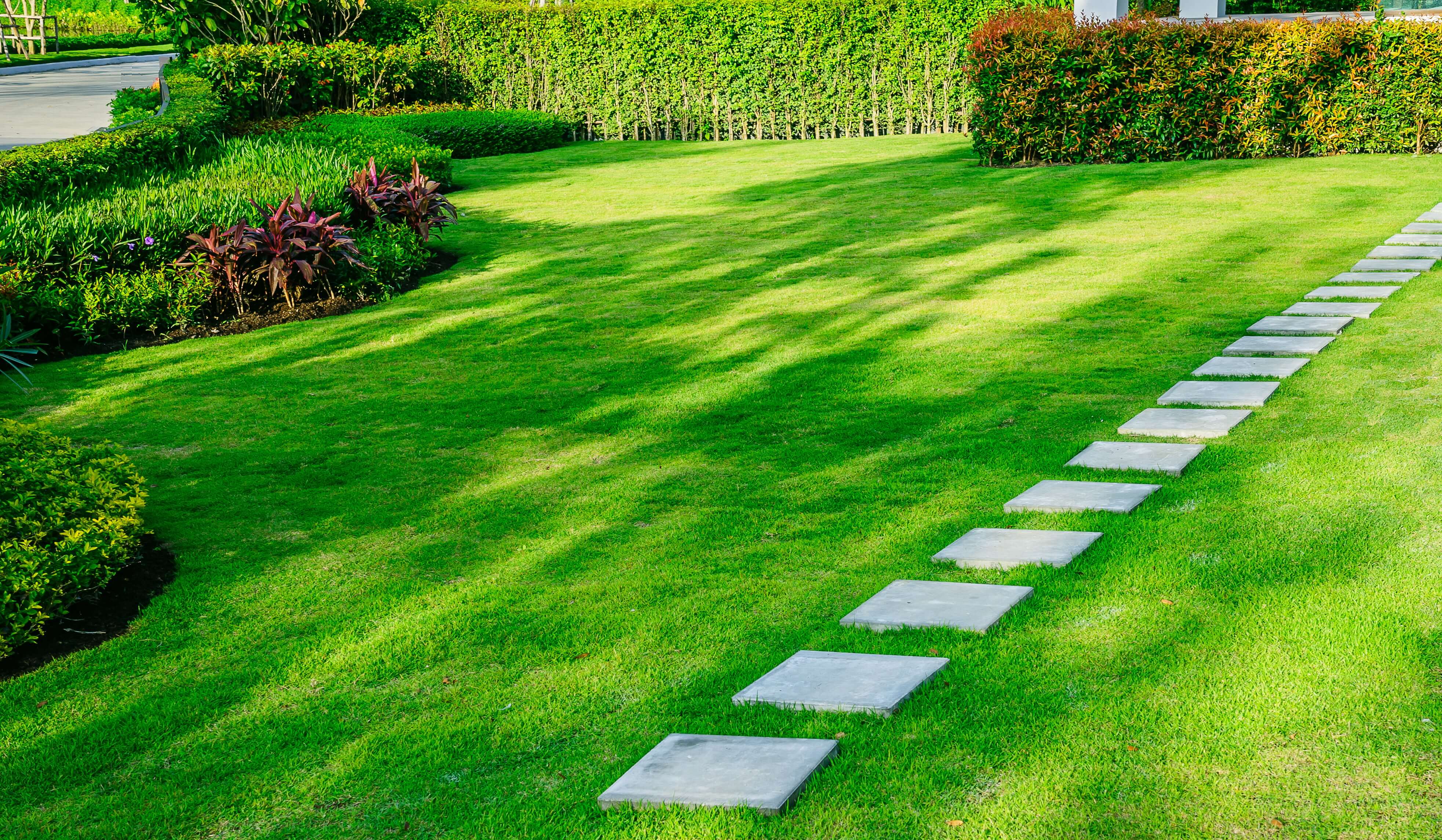 Schön gepflegter grüner Garten.